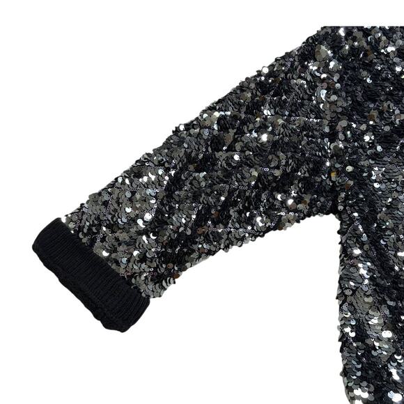 NWT Marc Jacobs Cardigan Sweater - Medium - Silver Sequin 3/4 Sleeve w/ Zipper - Picture 12 of 15